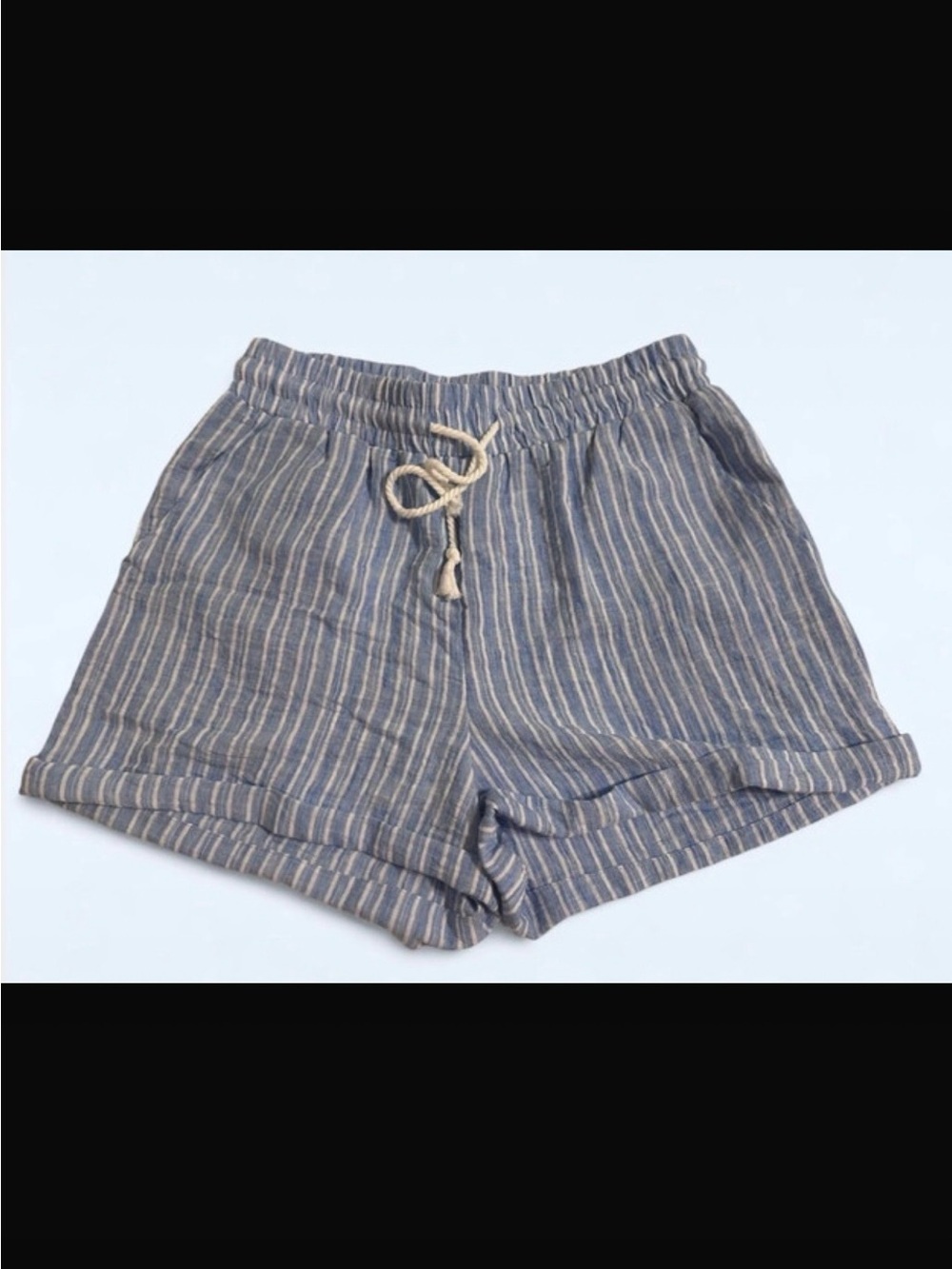 CISONO Women's Striped Shorts in Blue & Beige Medium NWOT